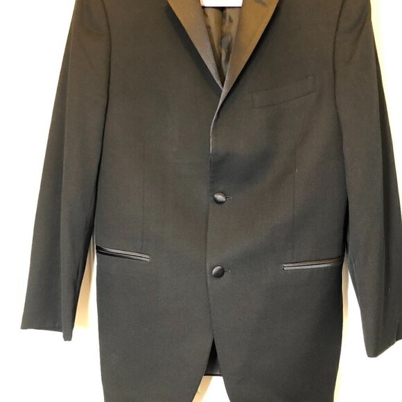 IKE BEHAR “PARKER" SLIM FIT NOTCH BLACK TUXEDO JACKET EUC Size 38R - Picture 3 of 7
